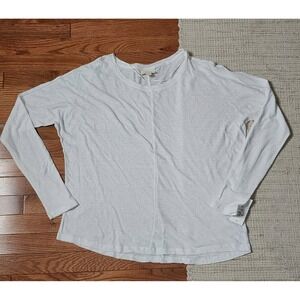 Style & Co Linen Blend T-Shirt M White Dolman Sleeve Lightweight Breathable
